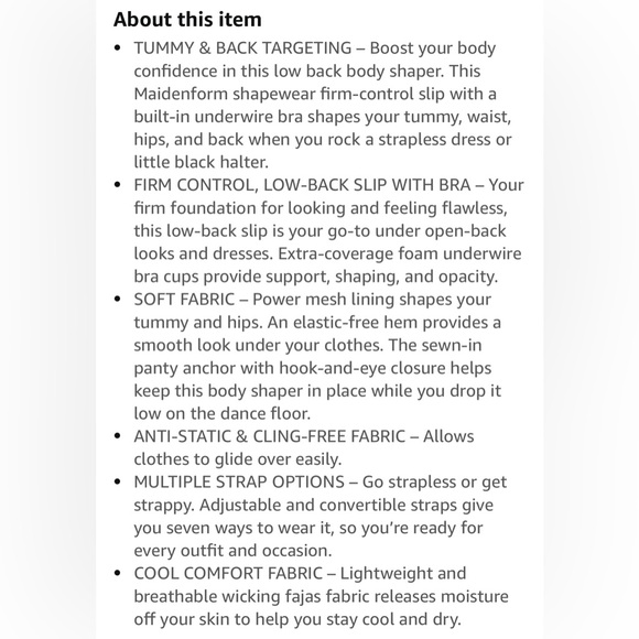 Maidenform Shapewear Slip With Built-In Bra & Underwear - Picture 9 of 10